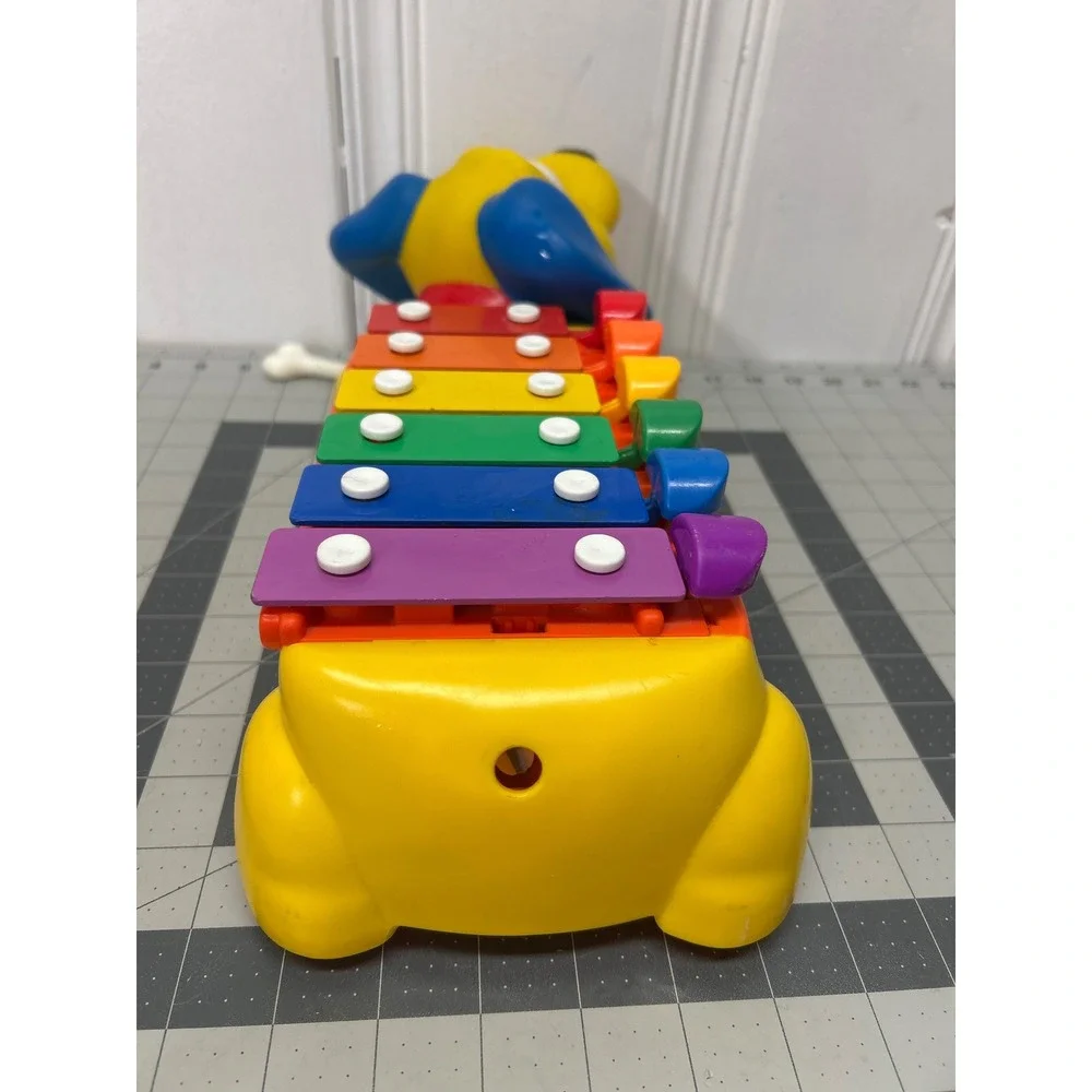 Vintage Fisher-Price Xylophone Pull Along Dog Yellow Musical Toy
